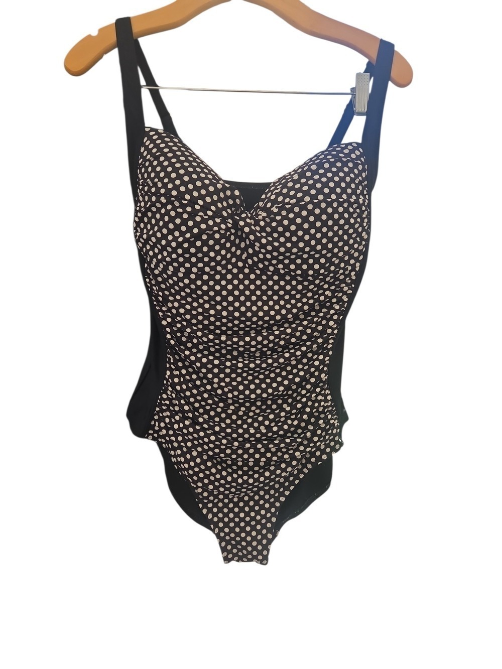 Black Polka Dot One Piece Swimsuit Large
